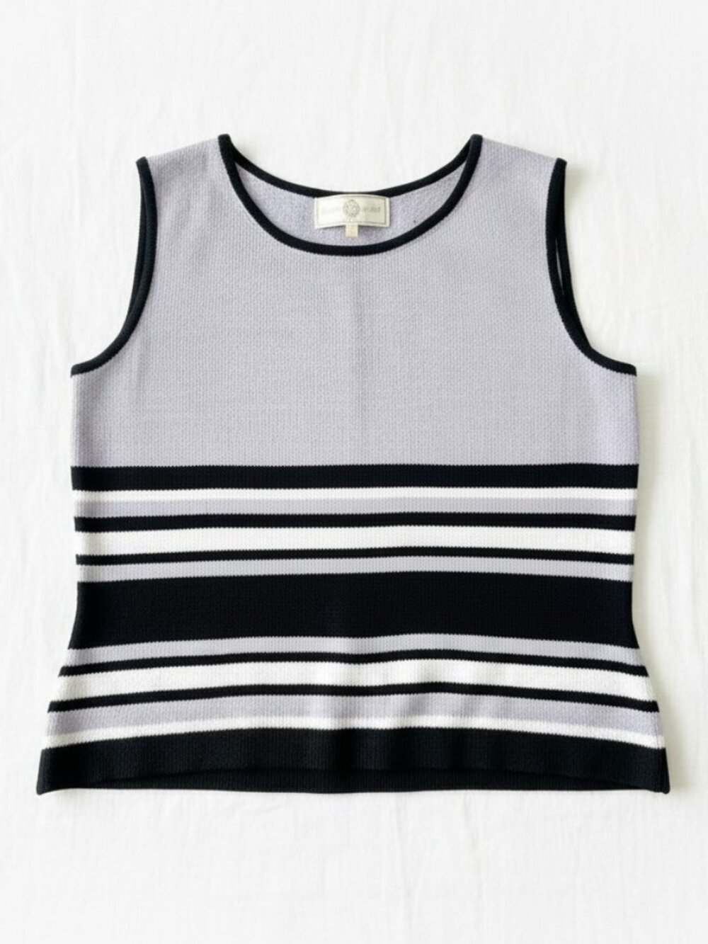 St John Sport Sweater Vest Vintage Wool Blend Lavender Multi Stripe (M)
